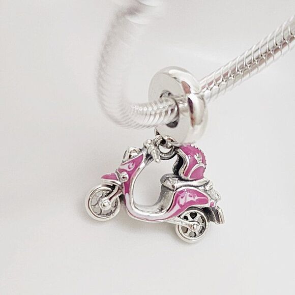 Pandora Pink Scooter Dangle Charm with pouch - Picture 1 of 5